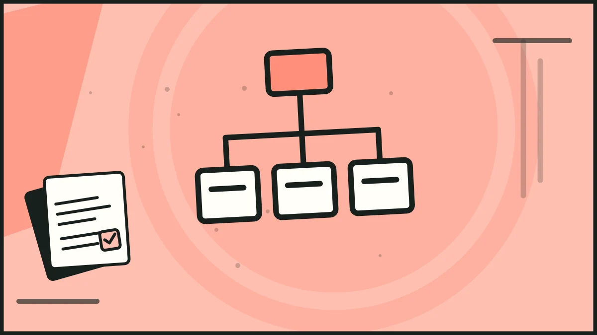 A branching sitemap beside checked proposal sheets, illustrating navigation testing.
