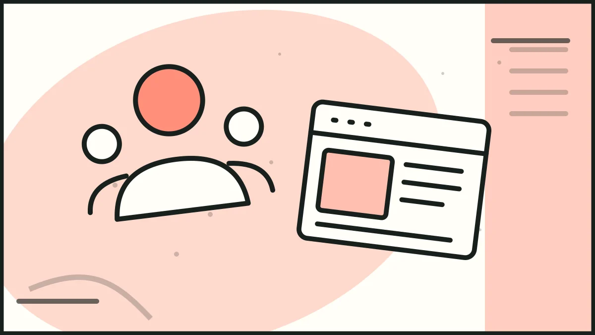 Three people beside a browser page, illustrating website trust.